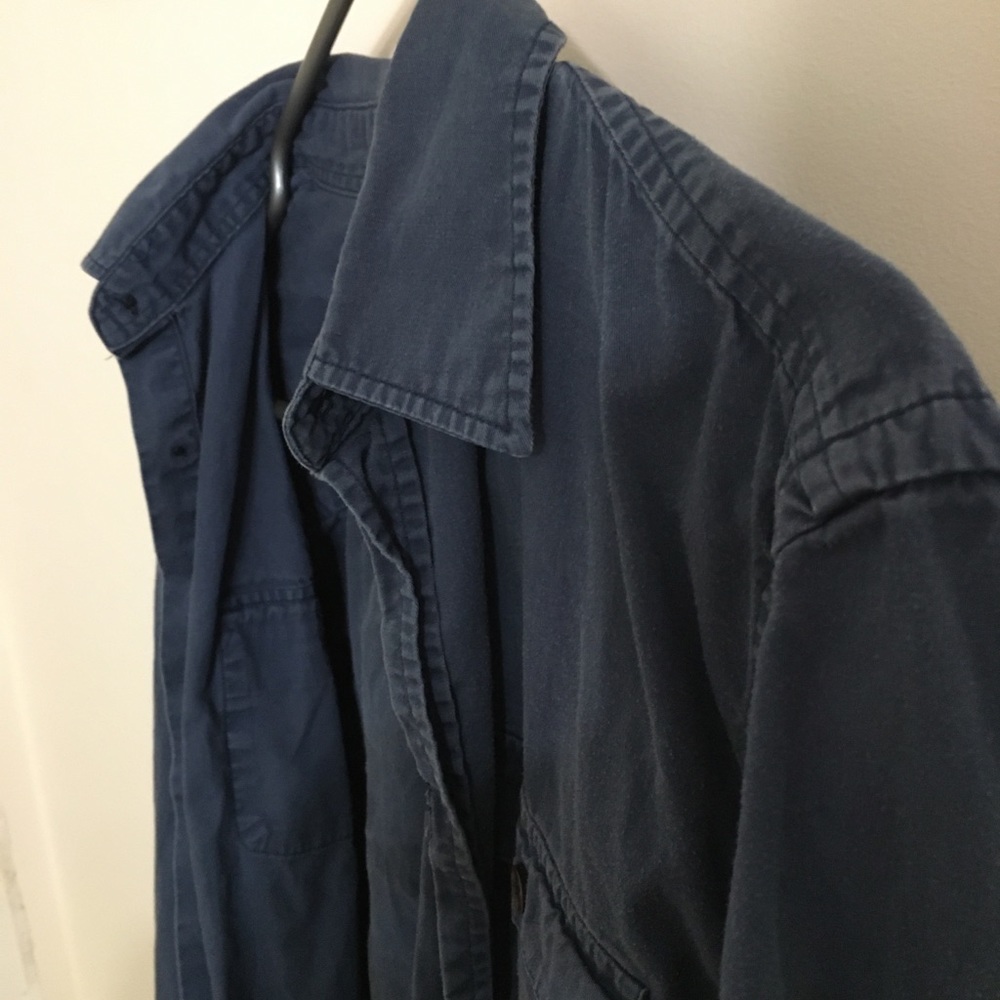 Navy Blue Frank & Oak Long Sleeve Button Up Shirt - Picture 4 of 4